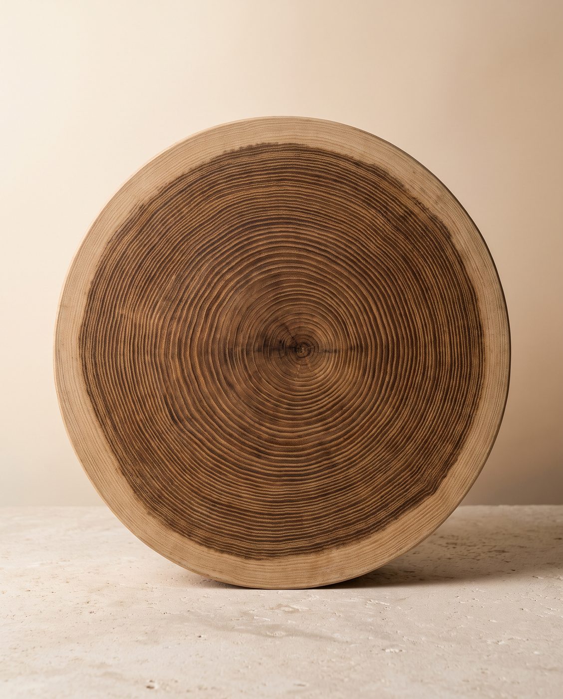 Cross-section of an old oak trunk showing hundreds of growth rings